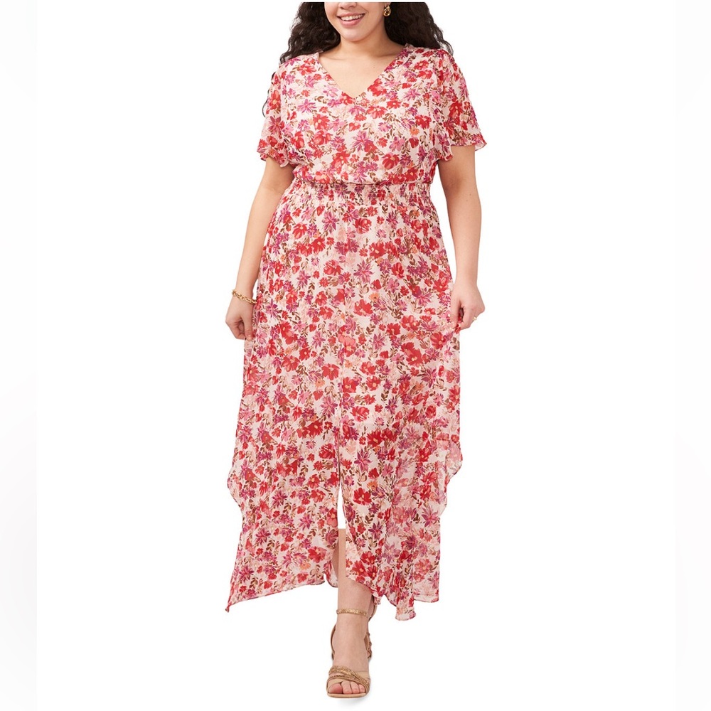 MSK Plus Size Floral-Print
Short-Sleeve Maxi Dress in 1X